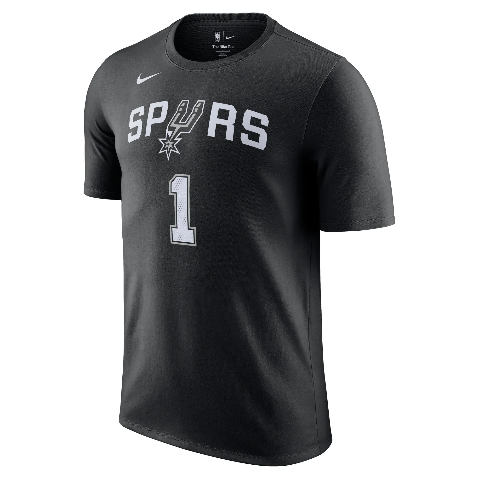 Strategic Perforation Design Breathable Material Victor Wembanyama San Antonio Spurs Nike NBA Icon Name and Number Tee