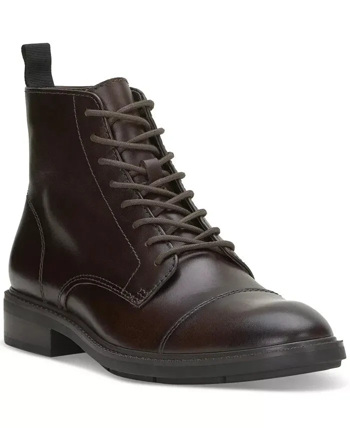 Comfort Layer Lead Shade Vince Camuto Ferko Men's  Sherry Black Leather Cap-Toe Lace Up Boots ZPO3945