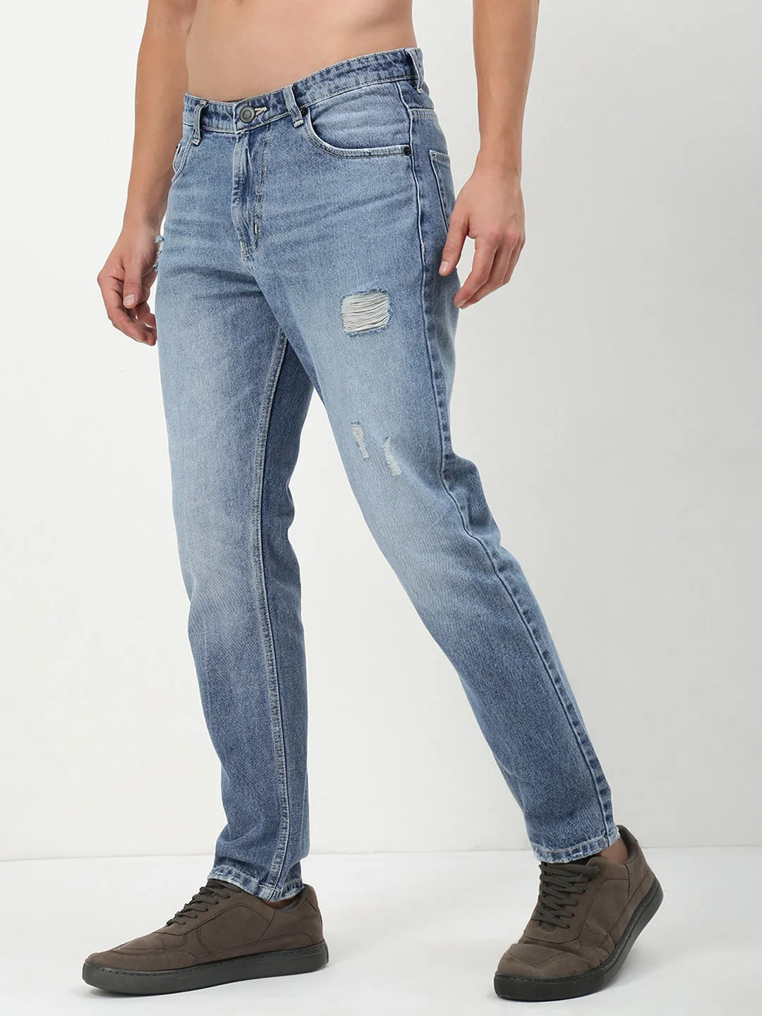 Men's Blue Solid Straight Fit Jeans All Season Style