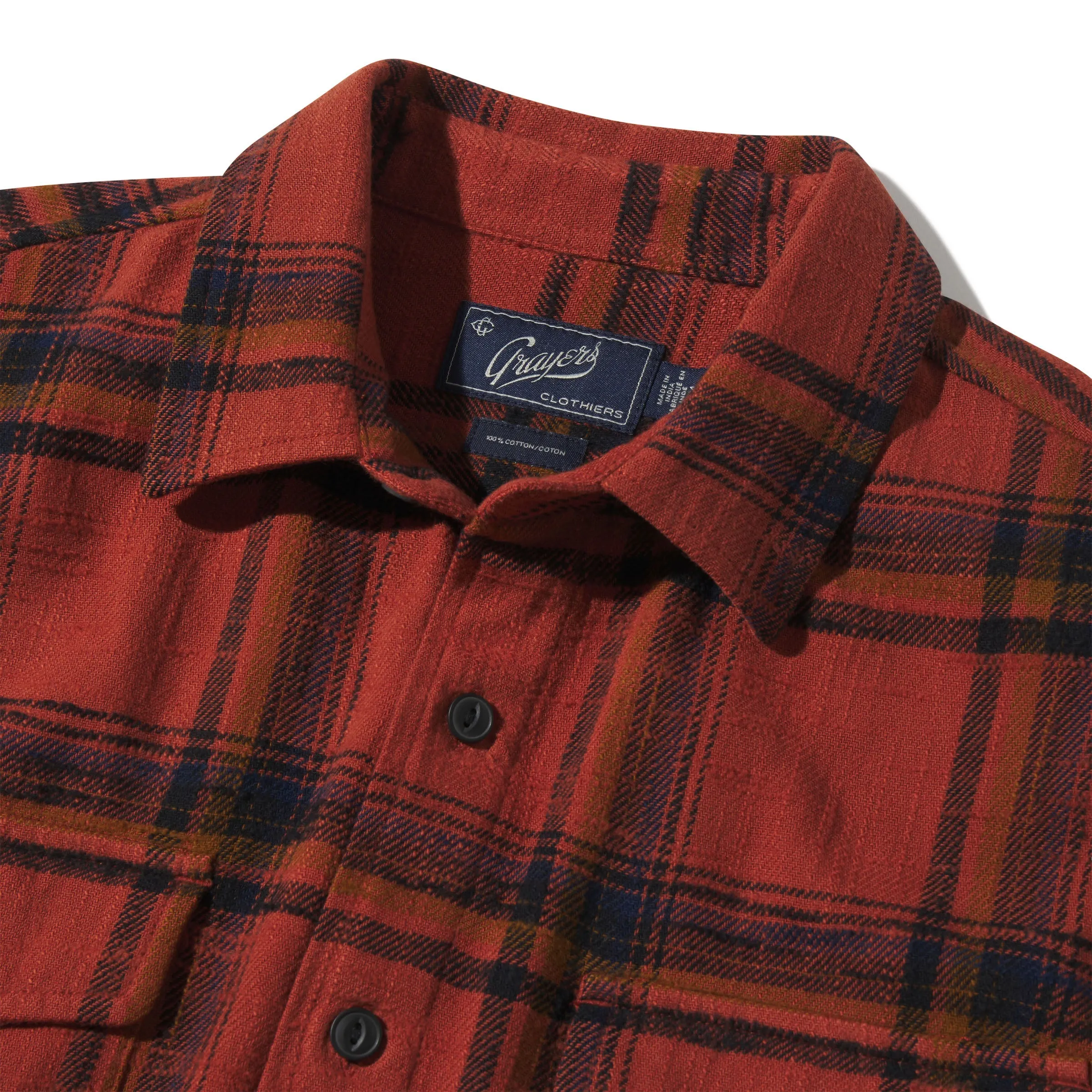 Vintage Slub Twill Shirt - Red Spice Black * Effortless Vibe Soft Wearable