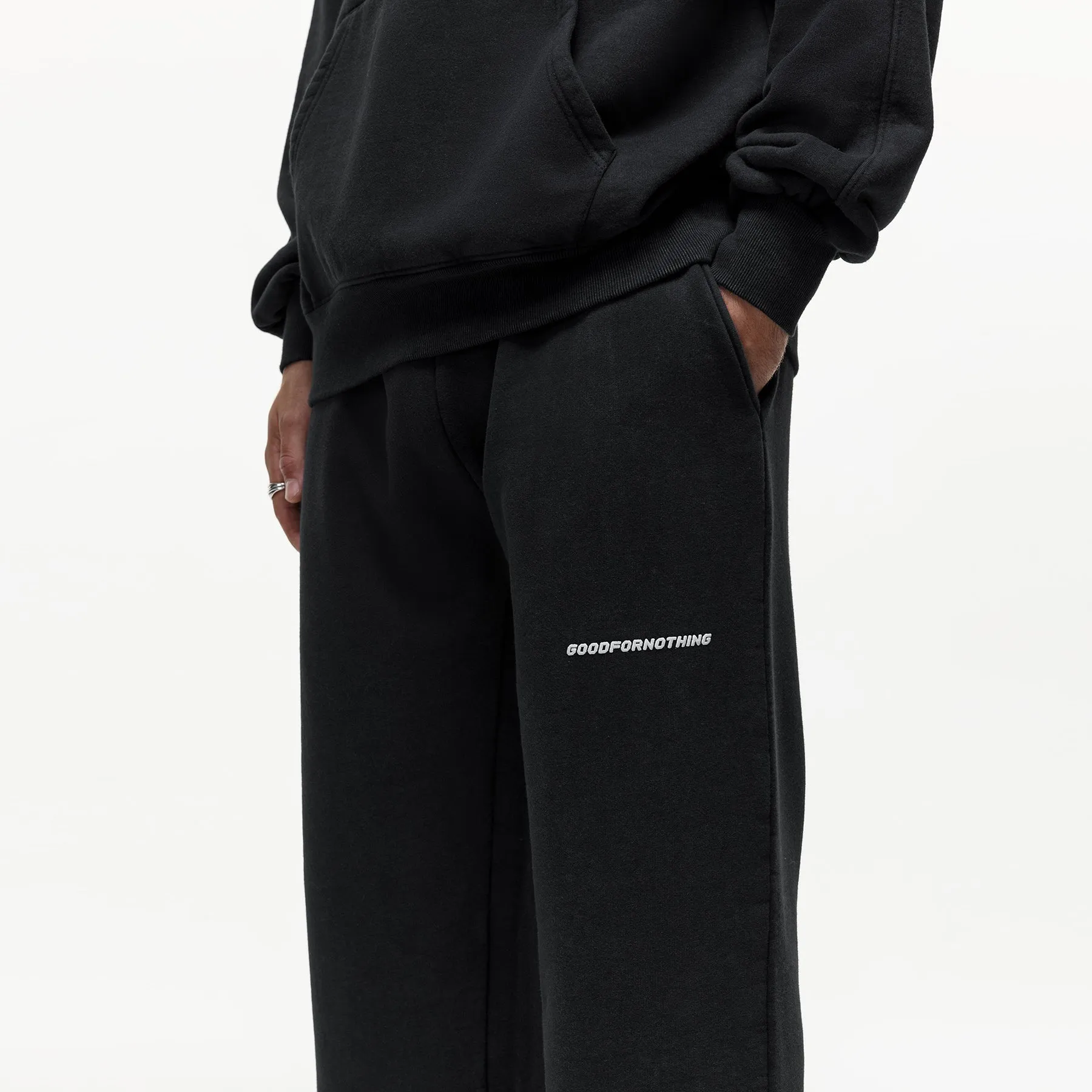 Stretch Movement Vintage Washed Jet Black Sweatpants