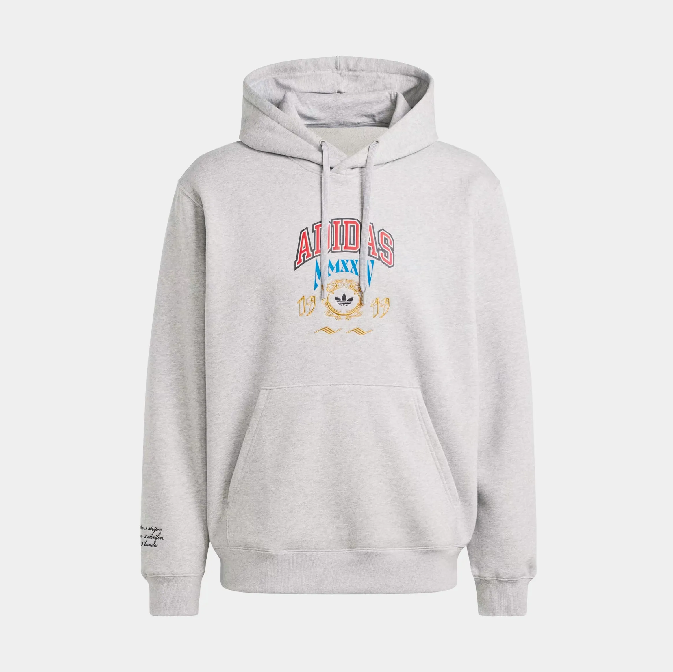 hat accents VRCT Graphic Pullover Mens Hoodie (Grey/Red)