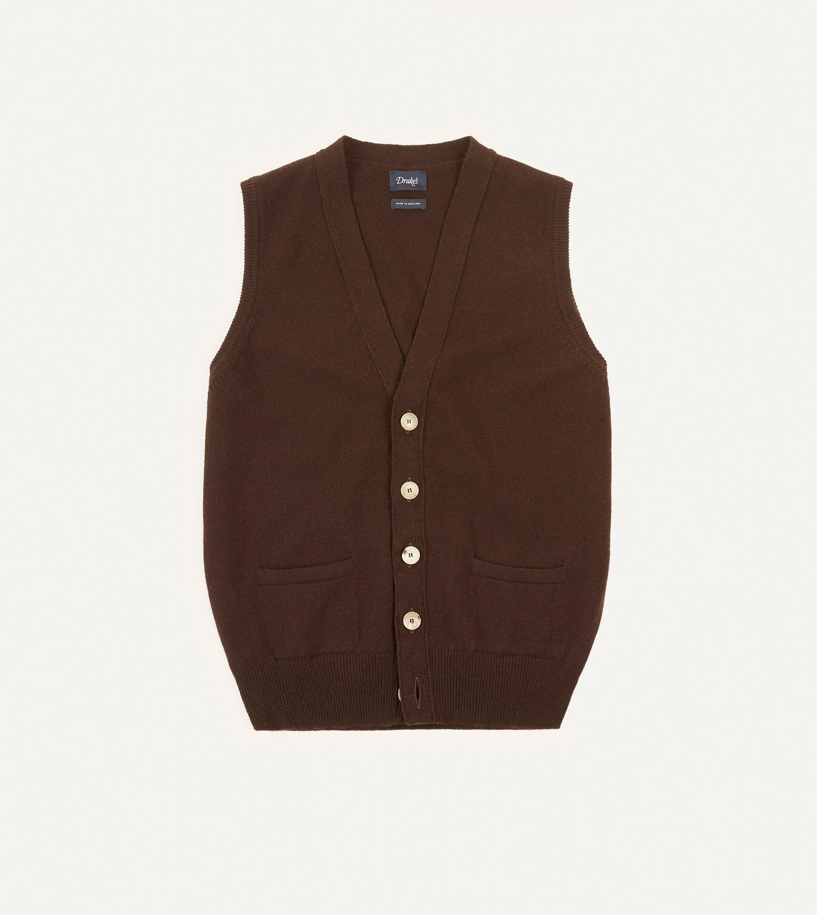 Cozy Moments Brown Lambswool Sleeveless Cardigan