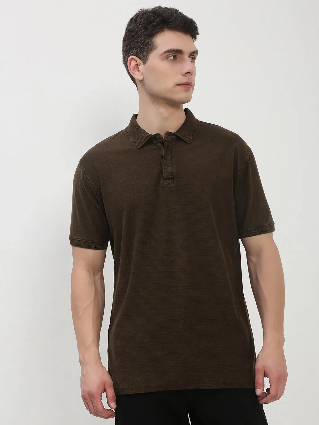 Men's Olive Solid Polo Collar T-Shirt Metallic colors Cool in summer