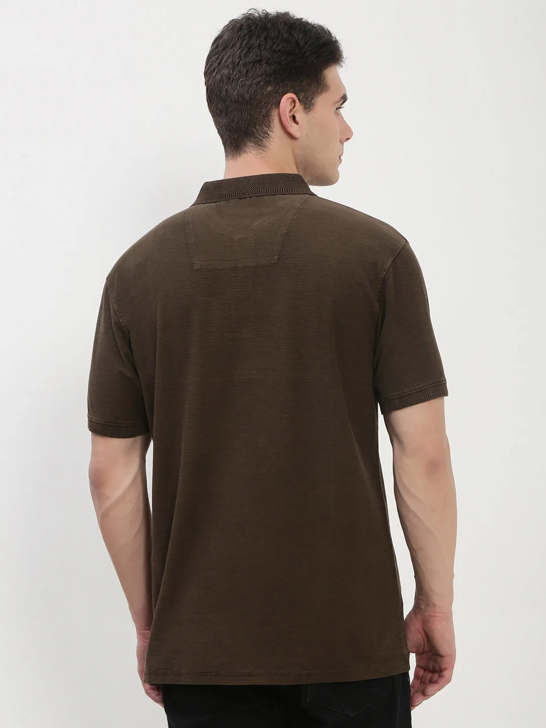 Unisex Comfort Men's Olive Solid Polo Collar T-Shirt