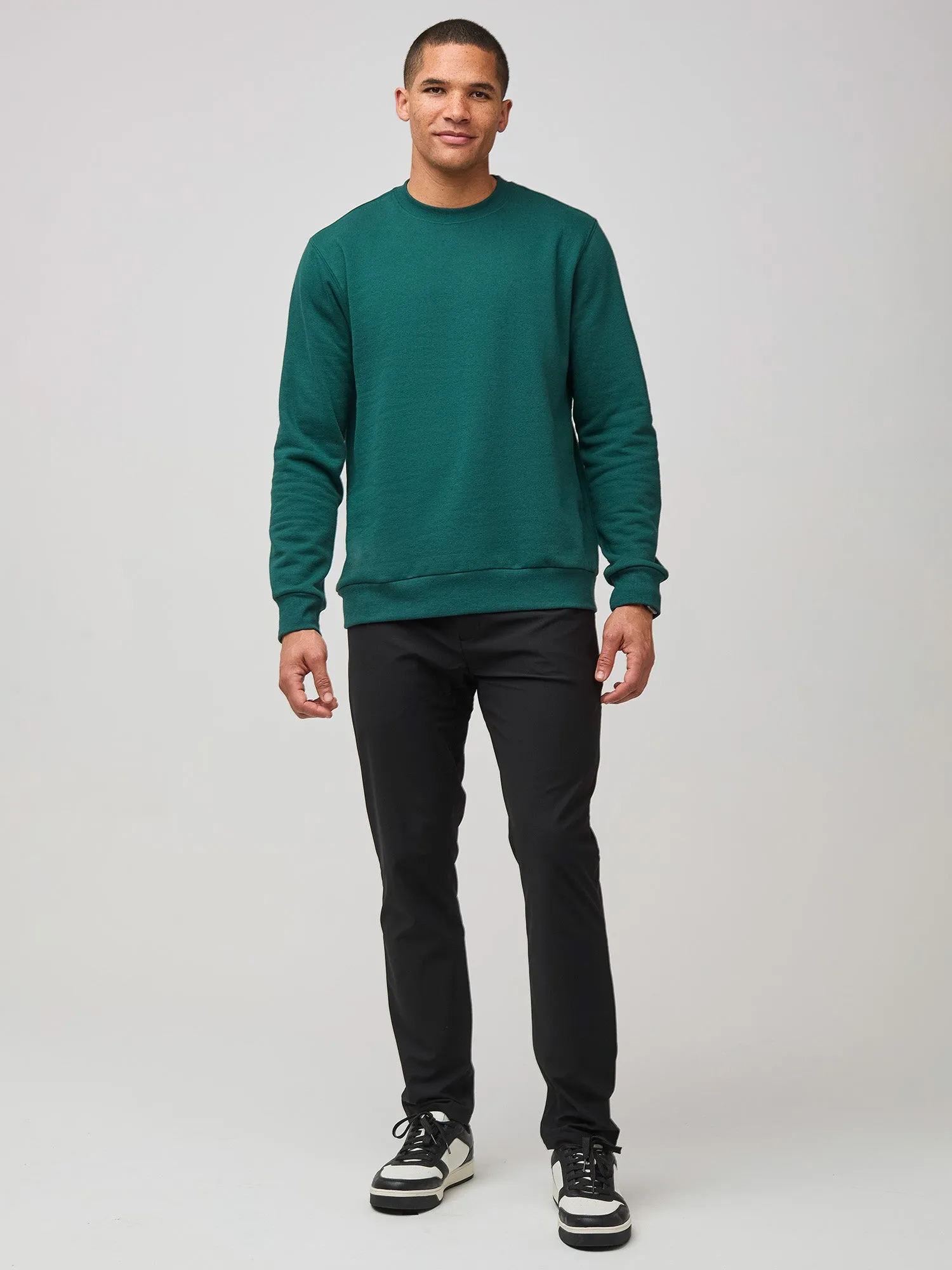 Fresh Active Contrast Trim Dark Emerald Crew Sweatshirt