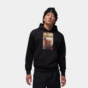 Animal Print Jumpman Chimney Pullover Mens Hoodie (Black/Gym Red)