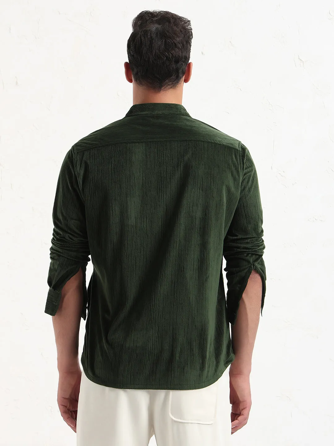 NonRestrictiveFit Trendy Hat Men's Green Solid Slim Fit Shacket