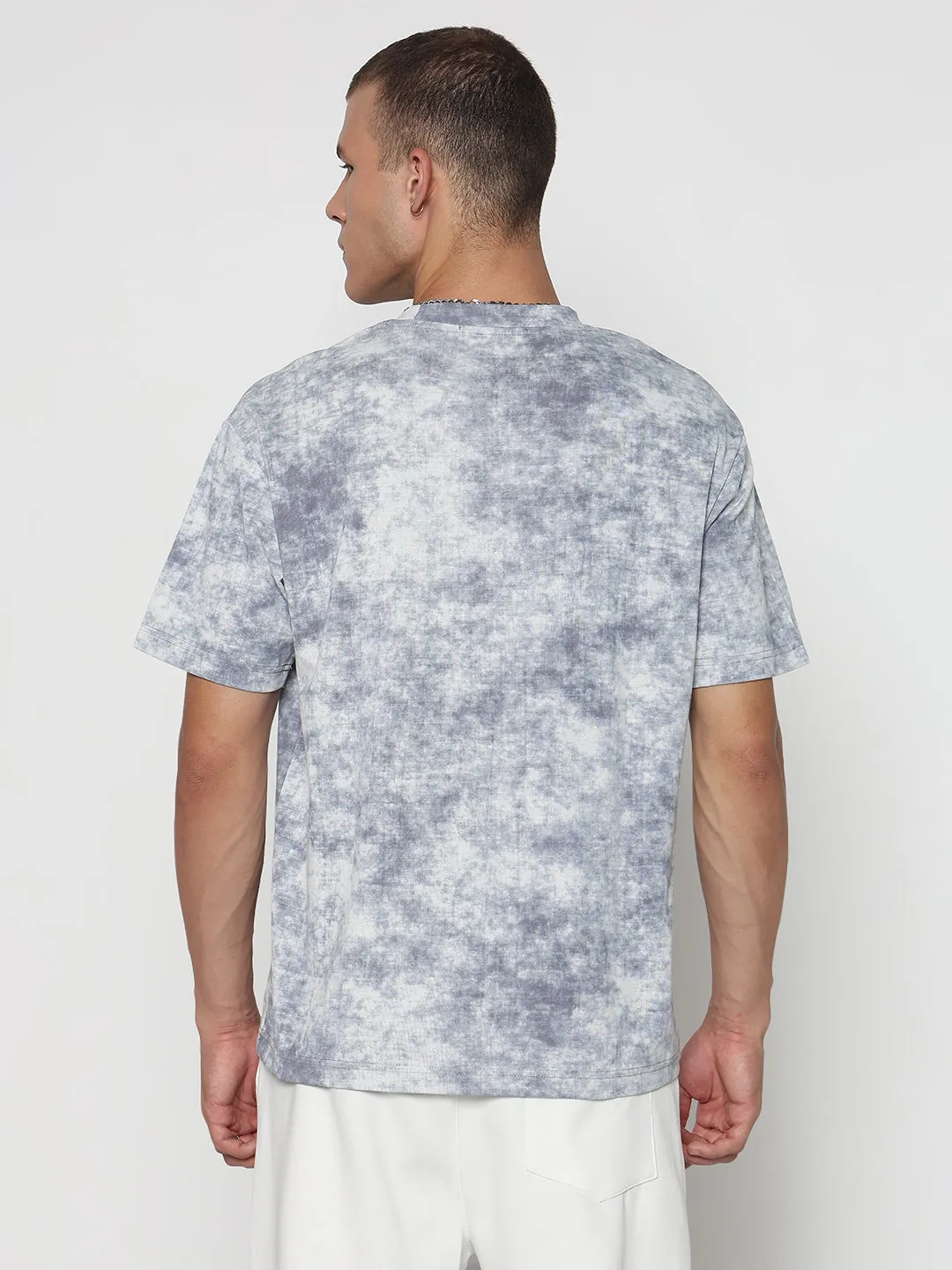 Men's Tie and Dye Blue Regular Fit T-Shirt Lake Mood