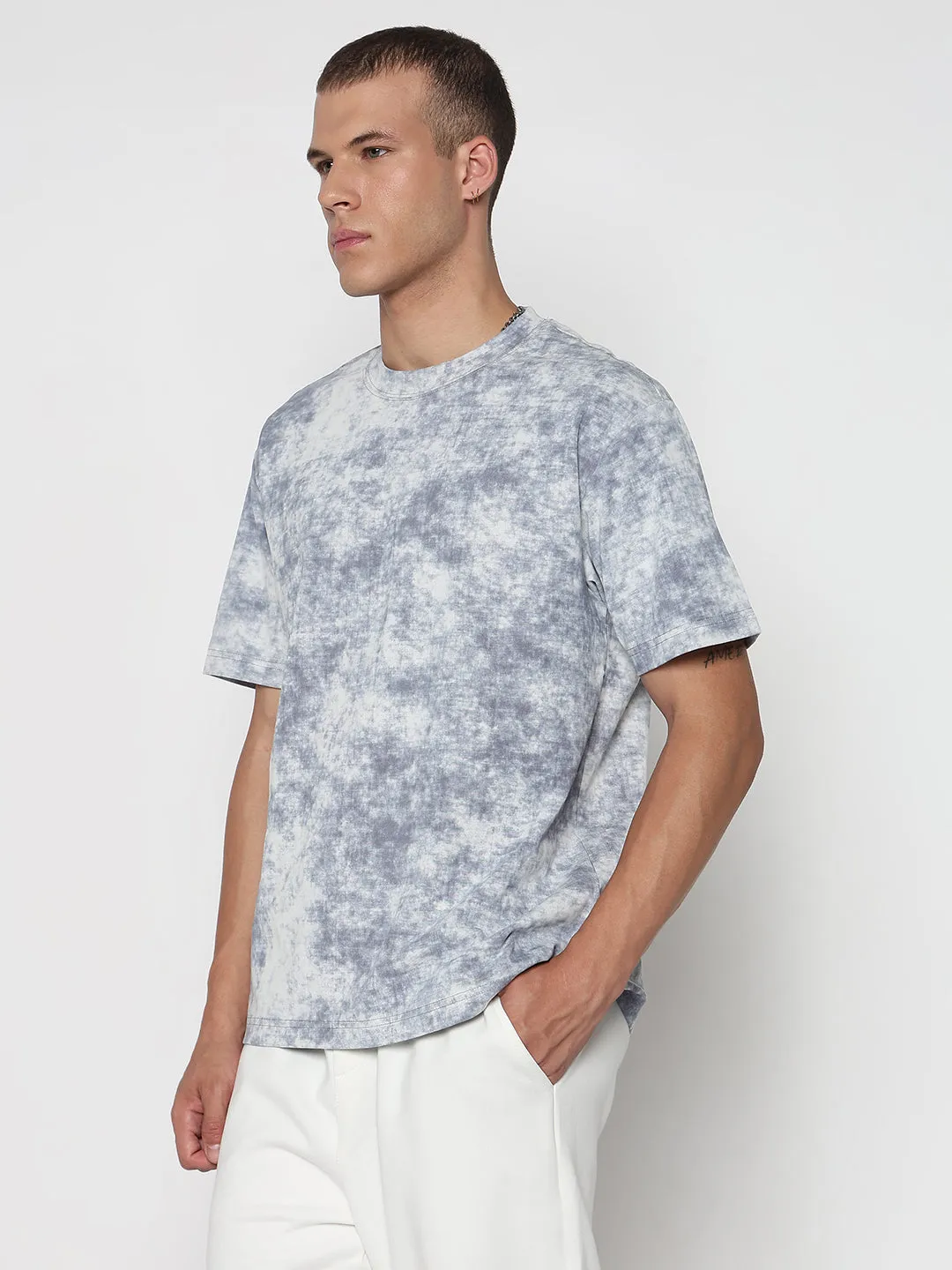 Noble Grace Layered Shirt Men's Tie and Dye Blue Regular Fit T-Shirt