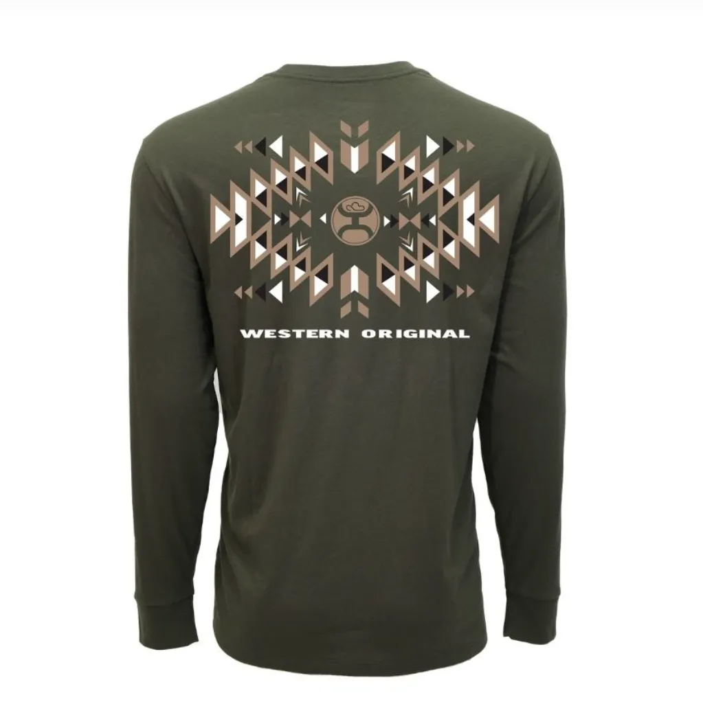 Hooey Men's El Dorado Long Sleeve Tee in Surplus Green Cozy Feeling All-Season Comfort