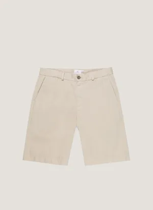 Men's Stretch Cotton Twill Chino Shorts in Light Stone High-End Option