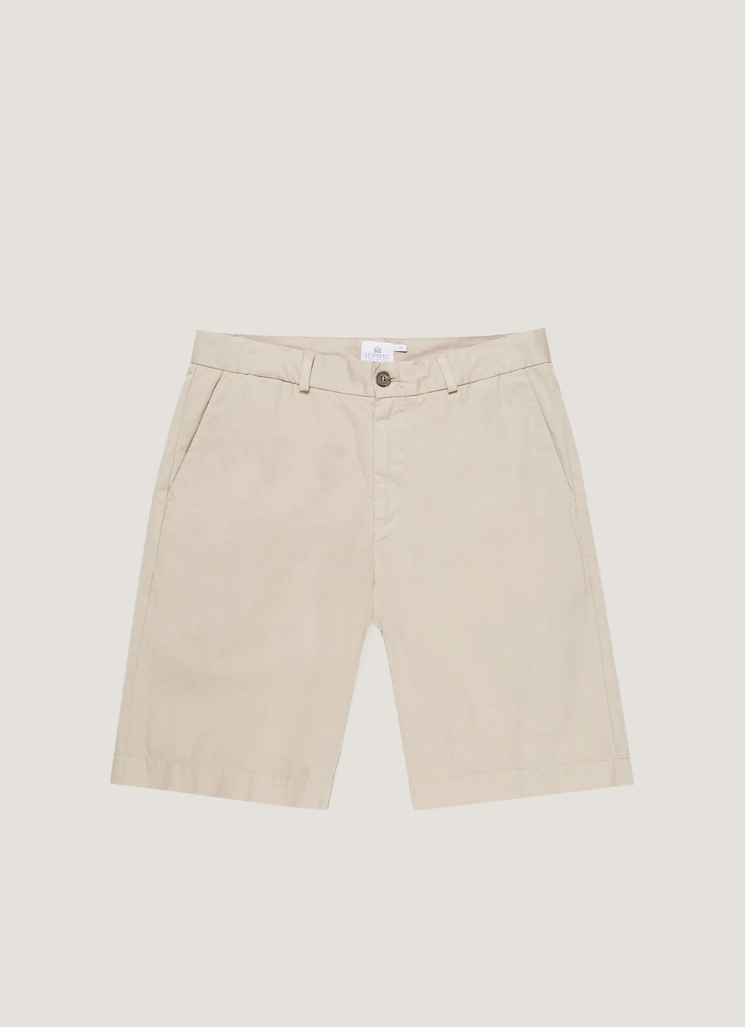 Men's Stretch Cotton Twill Chino Shorts in Light Stone High-End Option