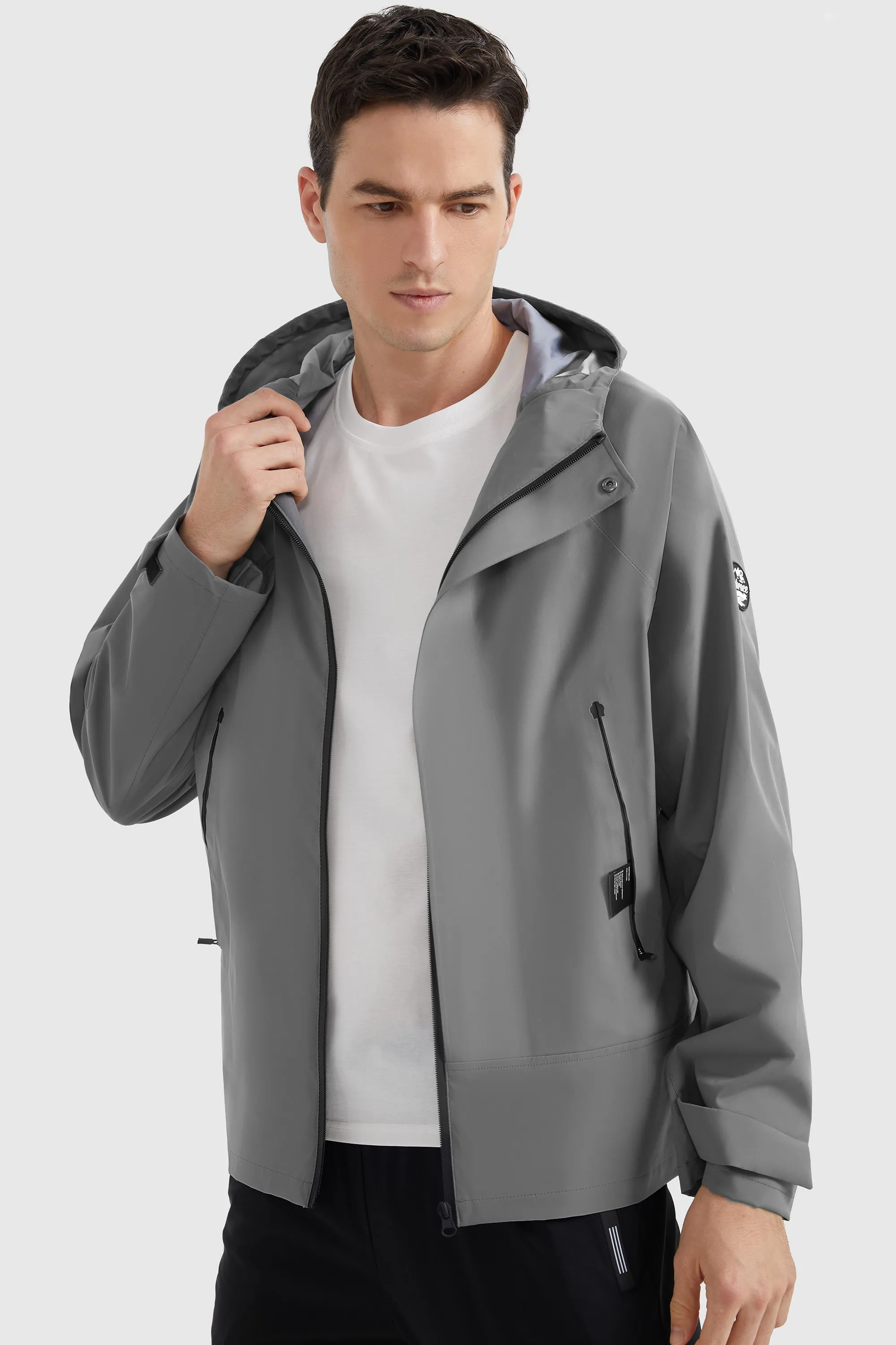 Waterproof Hooded Rain Jacket Water Resistant Fabric