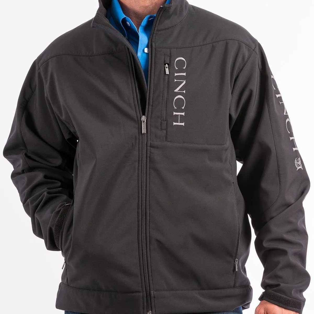 Cinch Men's Logo Concealed Carry Bonded Jacket in Black Ripstop Fabric Technology