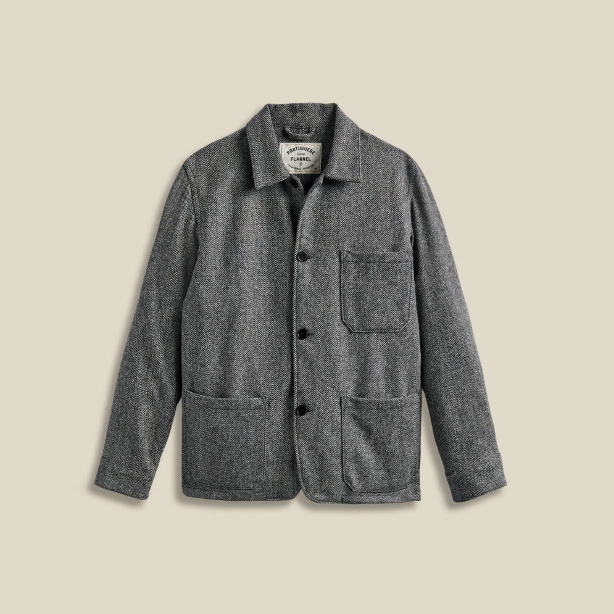 Headphone Hole Labura Herringbone Wool Jacket (Grey)