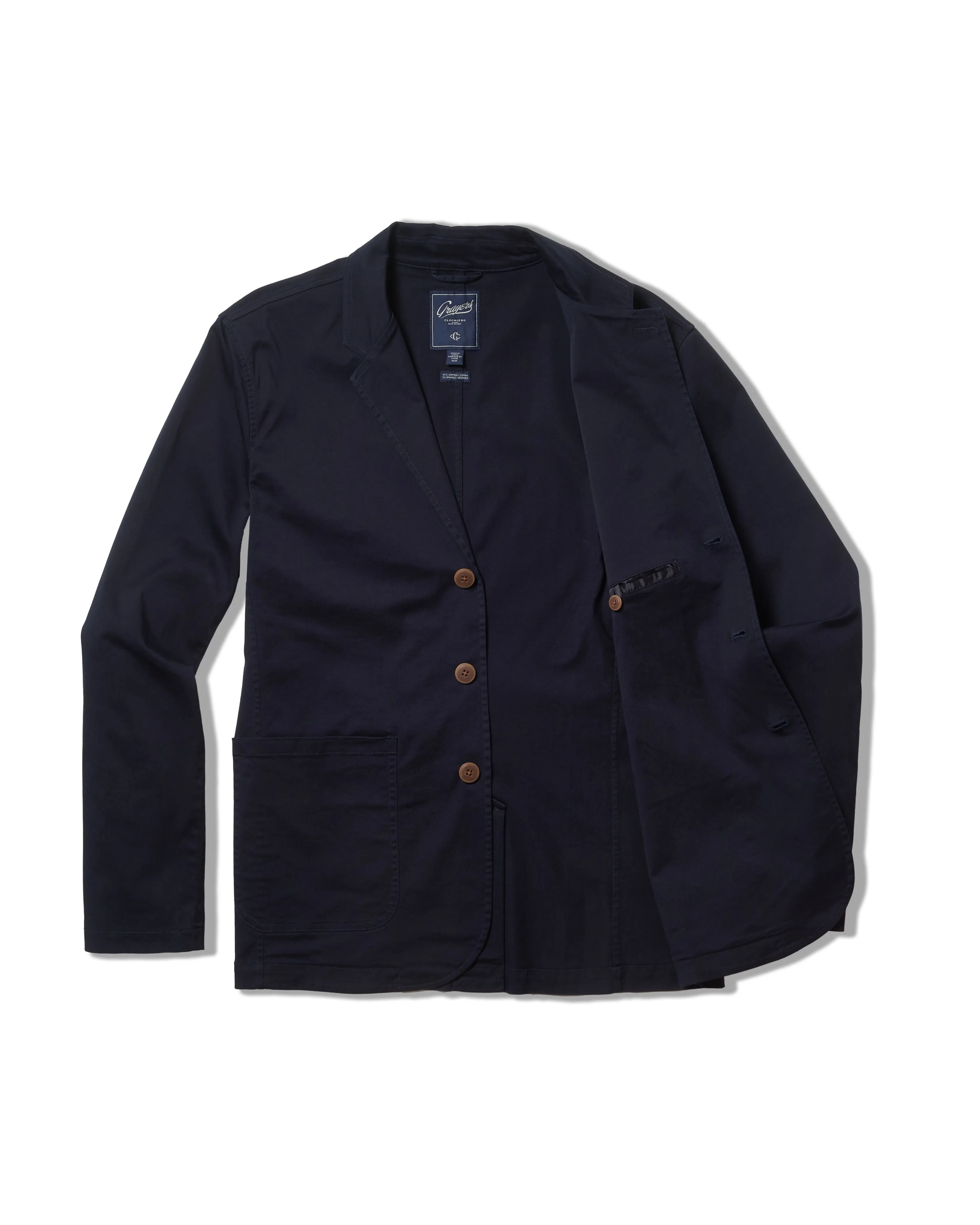 Thompson Flex Stretch Blazer - Dark Navy Full Length Zipper