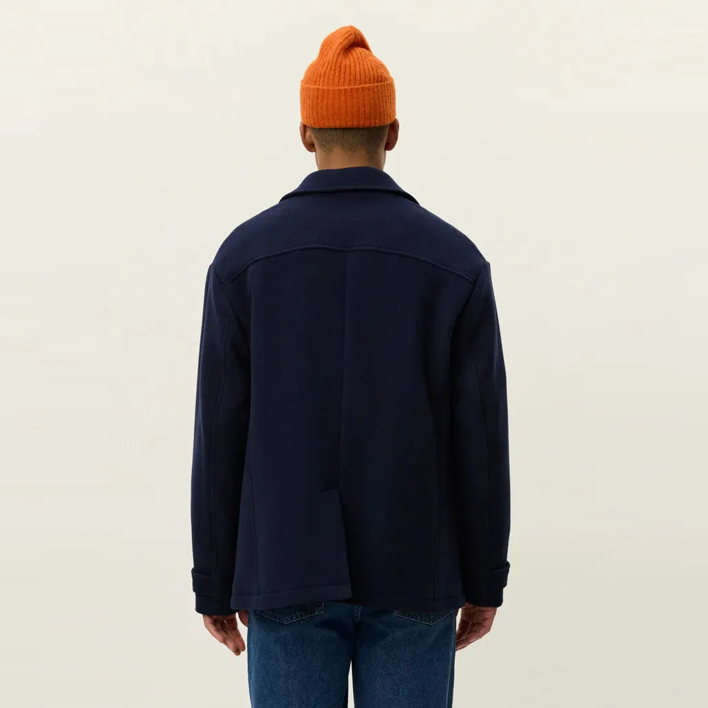 Heat Resistant Fabric Anti Glare Trim McKee Solid Wool Jacket (Dark Navy)