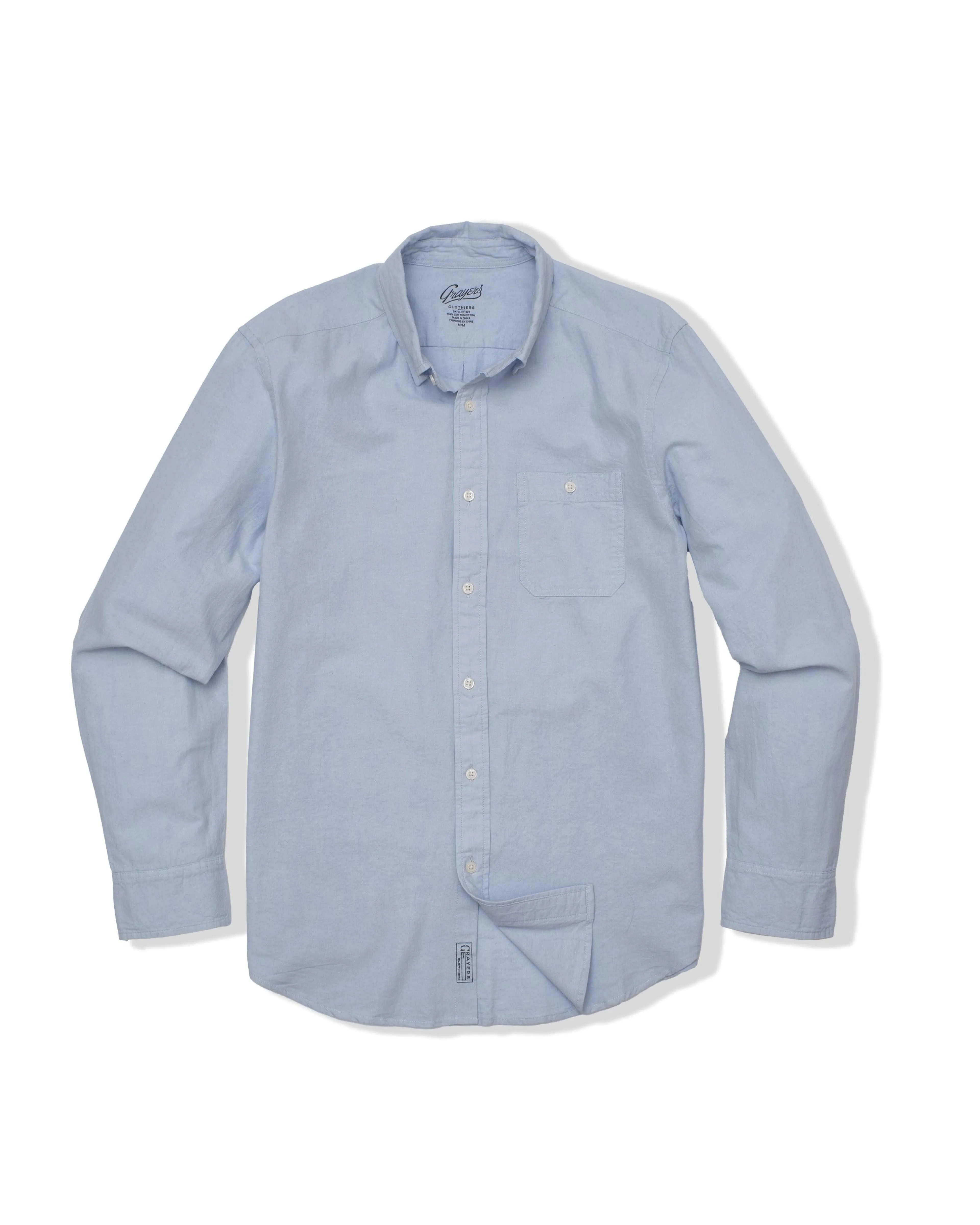 Lightweight Chambray Solid Shirt - Sky Blue Flexible Fit Basic Top