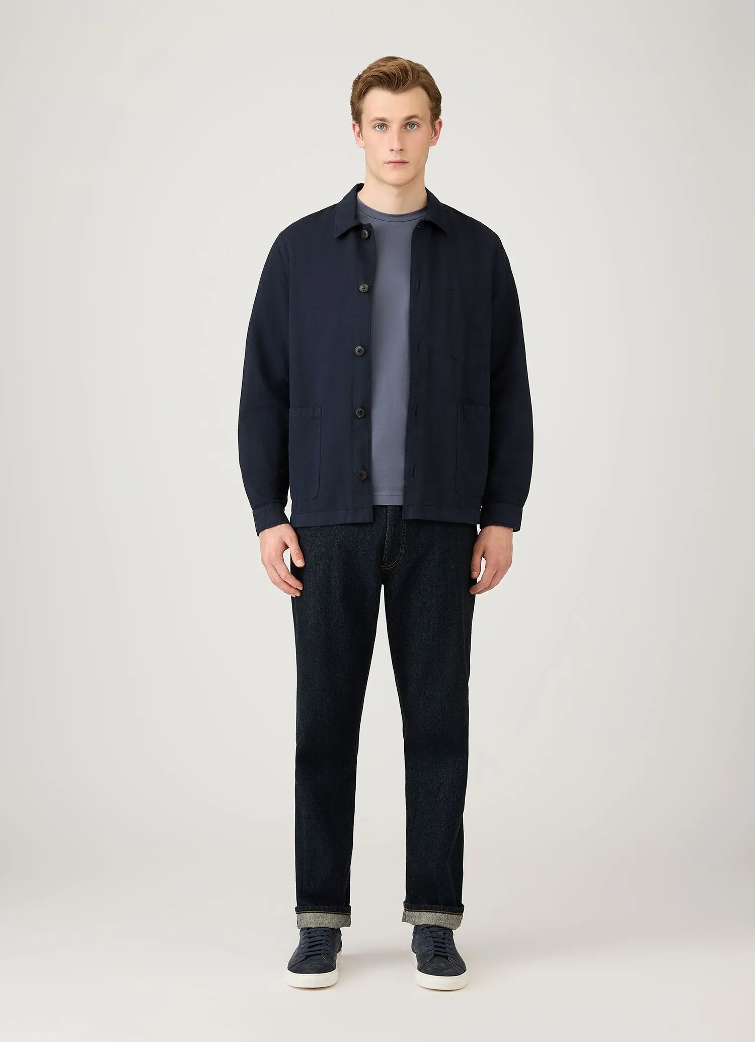 Men's Long Sleeve Riviera Midweight T-shirt in Slate Blue Beach Outfit Layering Fashion