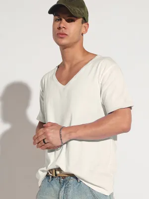 Adjustable Waistbands Fresh Glow Men's Off White V-Neck Regular Fit T-Shirt