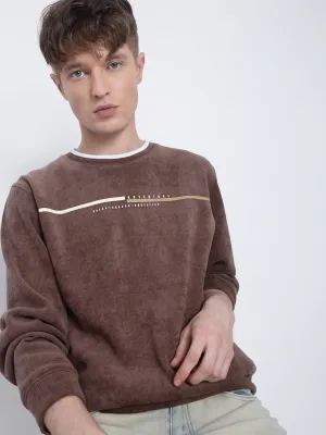 Men's Brown Round Neck Sweatshirt product weekend wear comfort