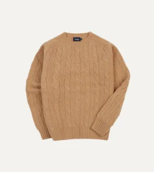 Wheat Brushed Shetland Cable Knit Crew Neck Jumper City Ready