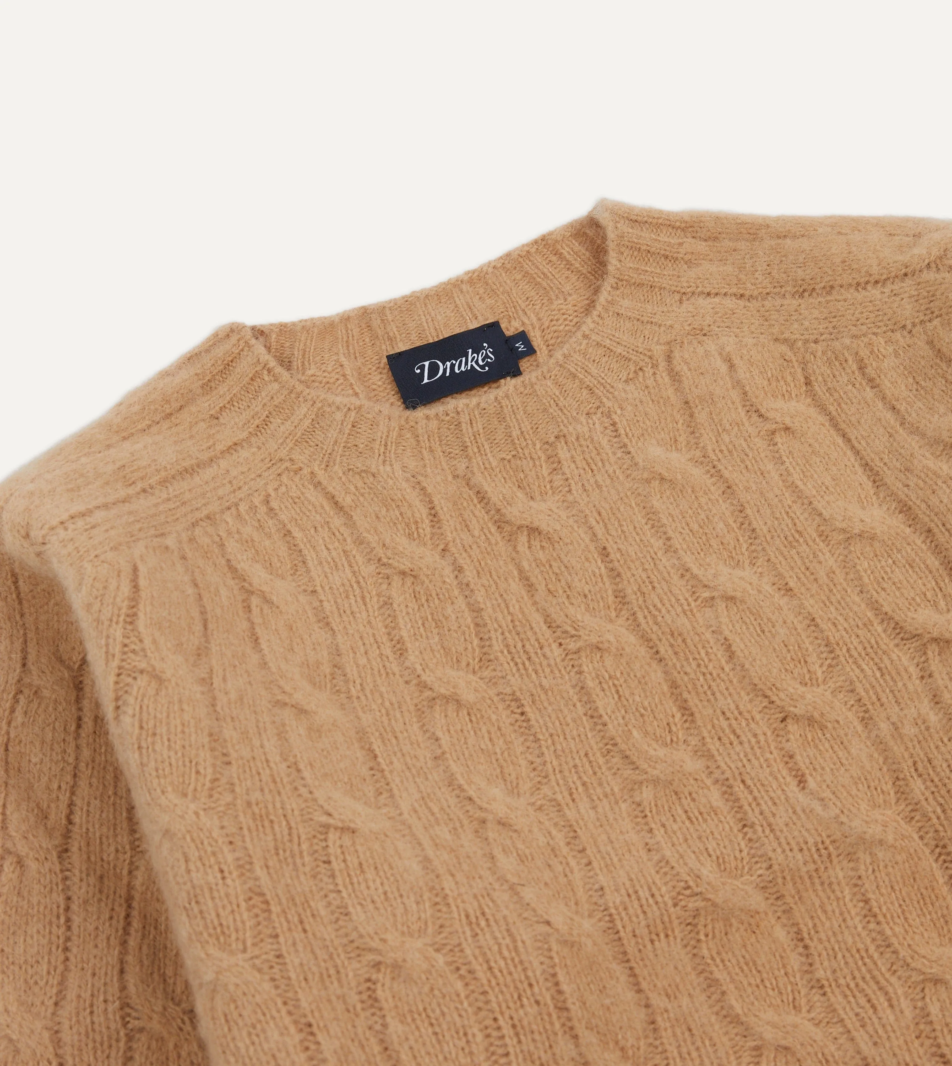 Wheat Brushed Shetland Cable Knit Crew Neck Jumper Work Friendly