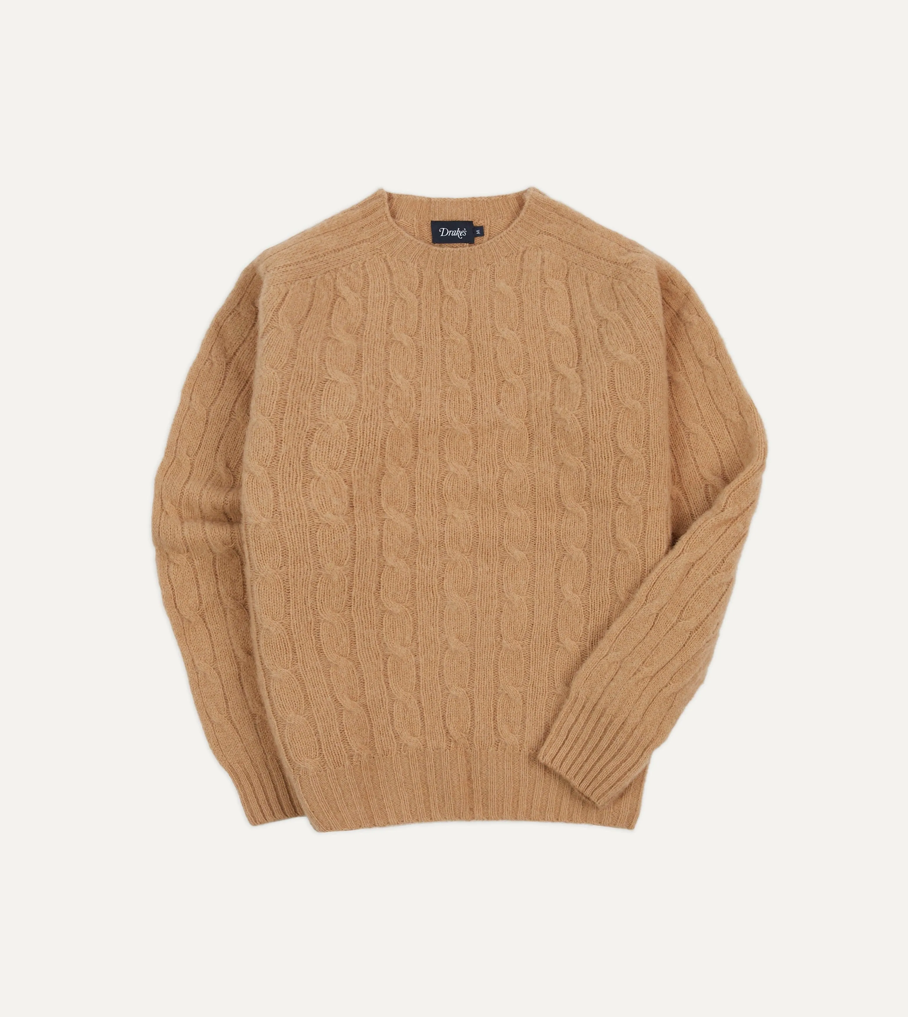 Wheat Brushed Shetland Cable Knit Crew Neck Jumper City Ready