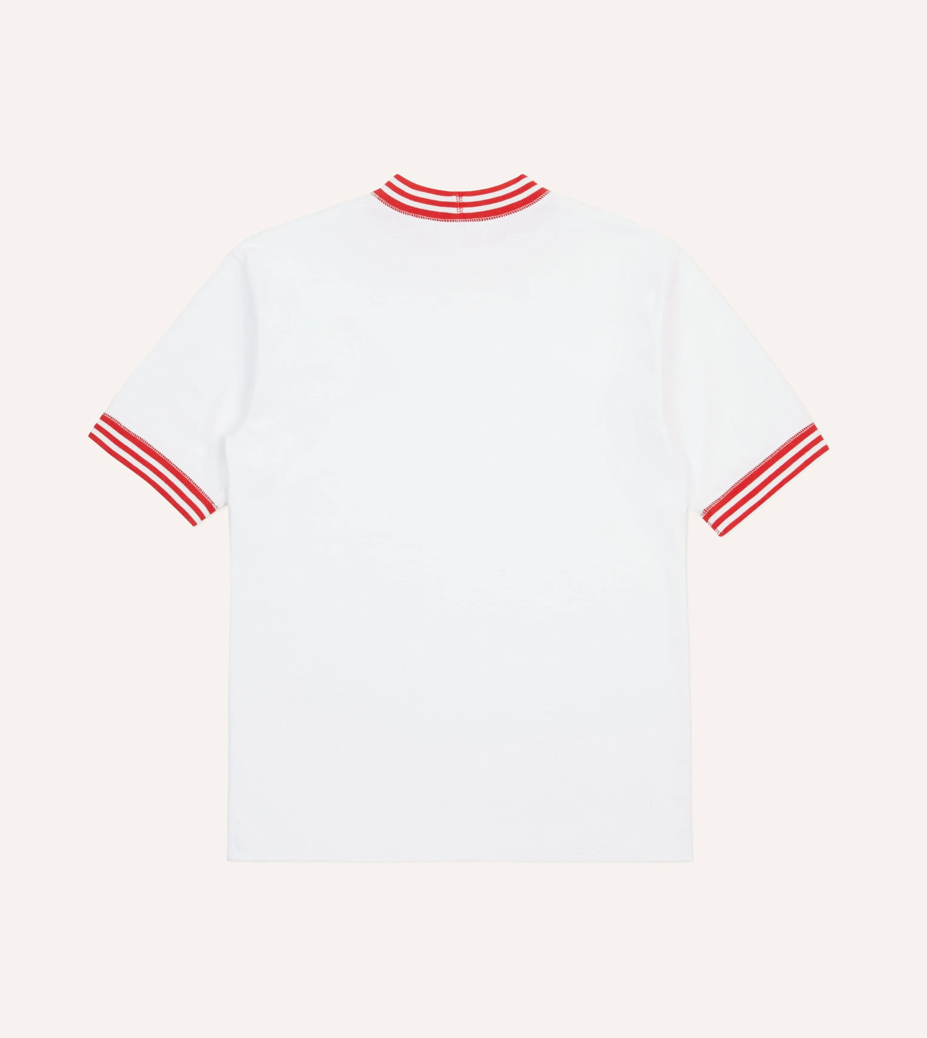 Easygoing Design Holiday Trend White and Red Tipped Ringer T-Shirt