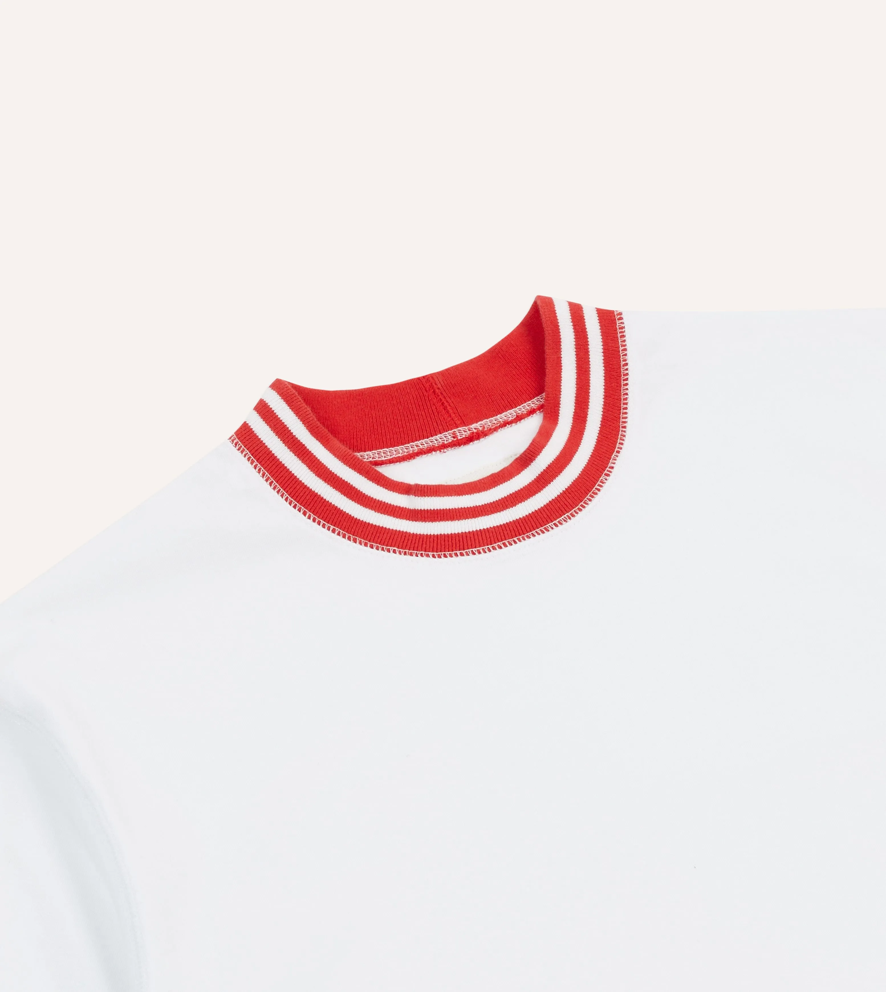 Comfy Touch Quick Dry Performance White and Red Tipped Ringer T-Shirt