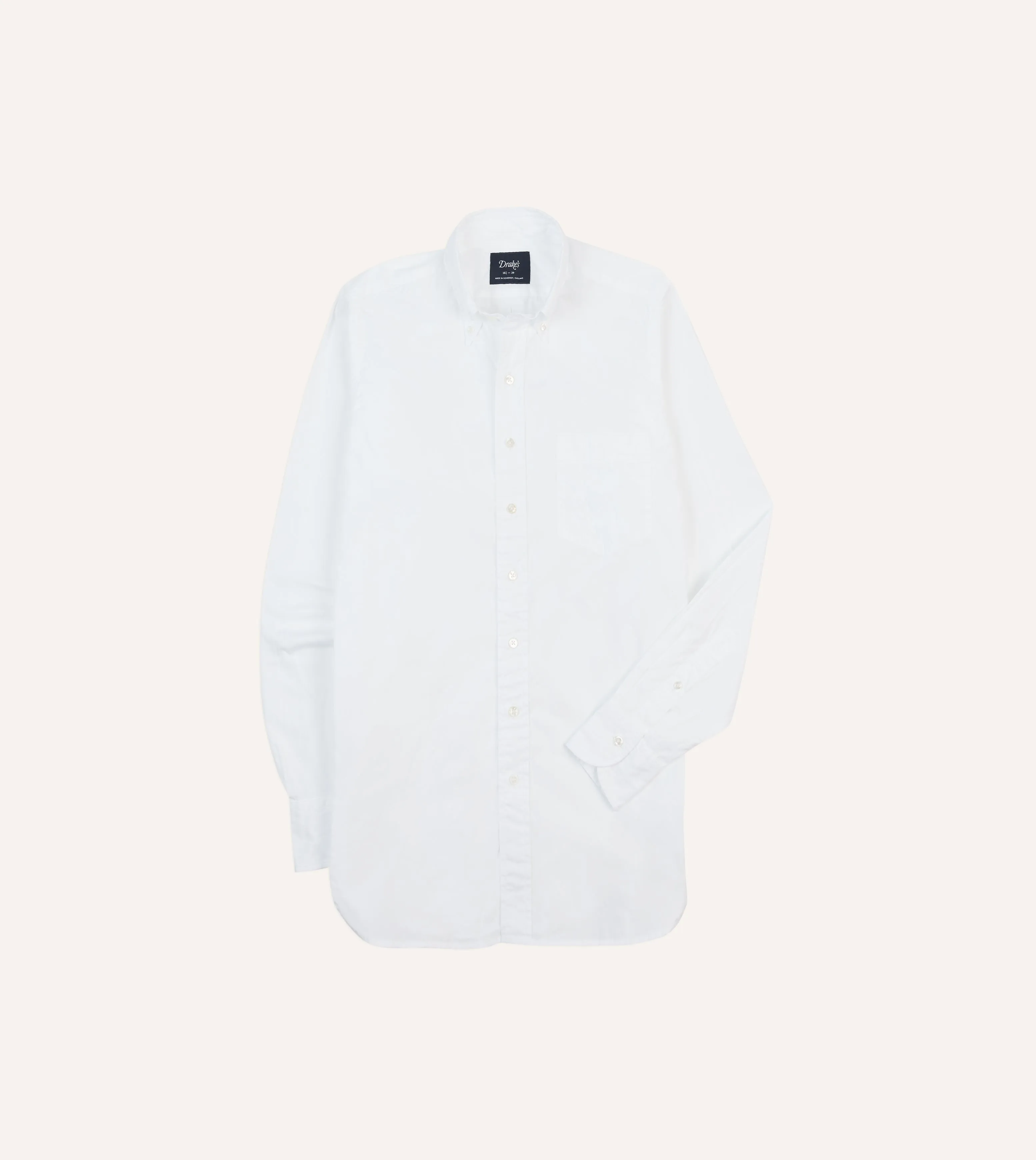 White Cotton Pocket Poplin Button-Down Shirt NonIrritating Fabric