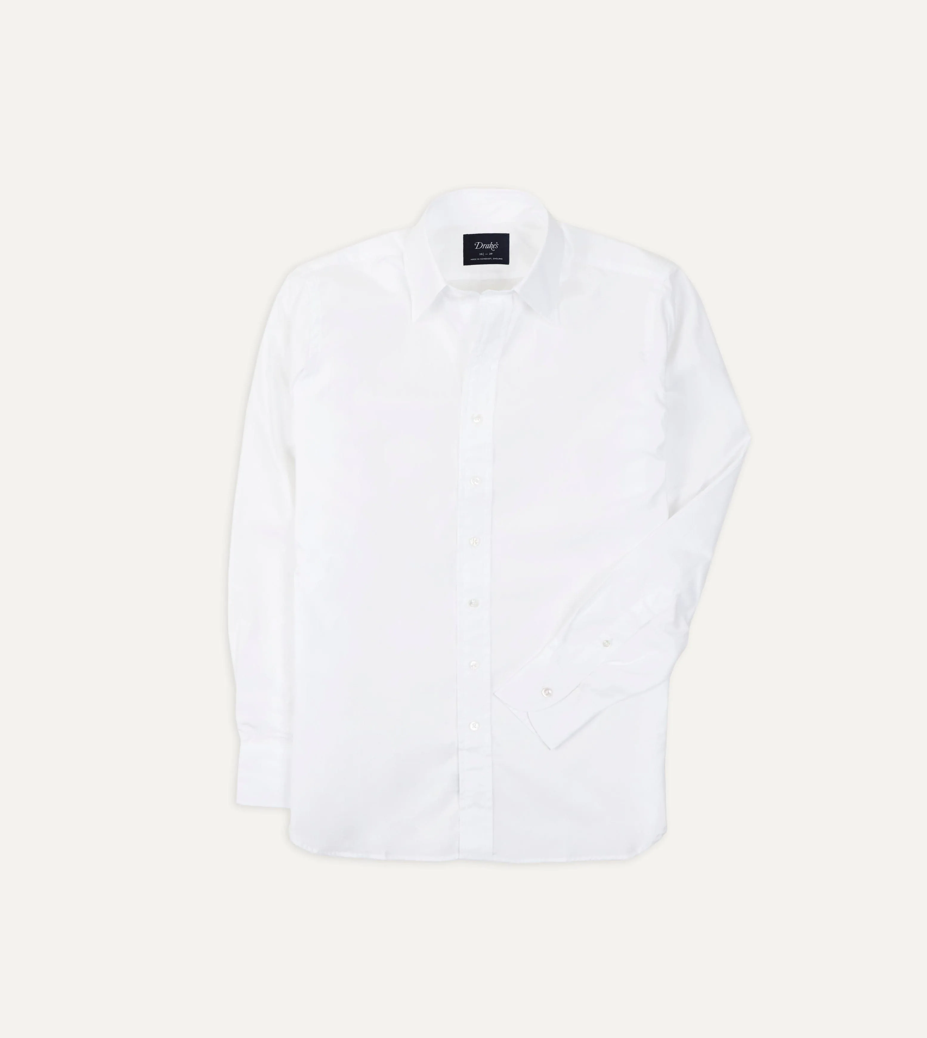 White Cotton Poplin Long Point Collar Shirt Sporty Design Relax Comfort Style