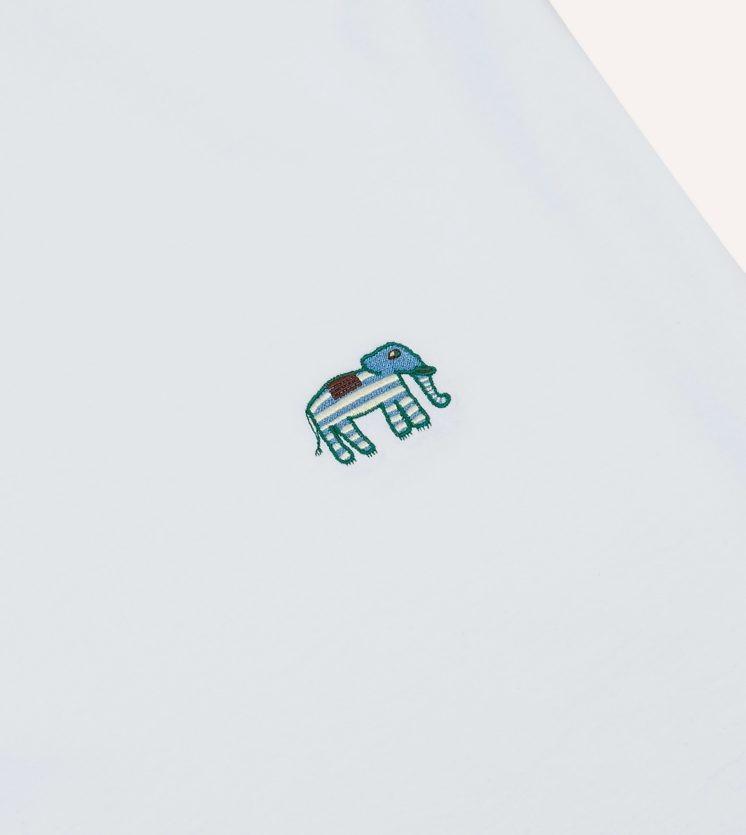 White Elephant Embroidered Crew Neck Hiking T-Shirt Bright and Bold Non Restrictive Silhouette