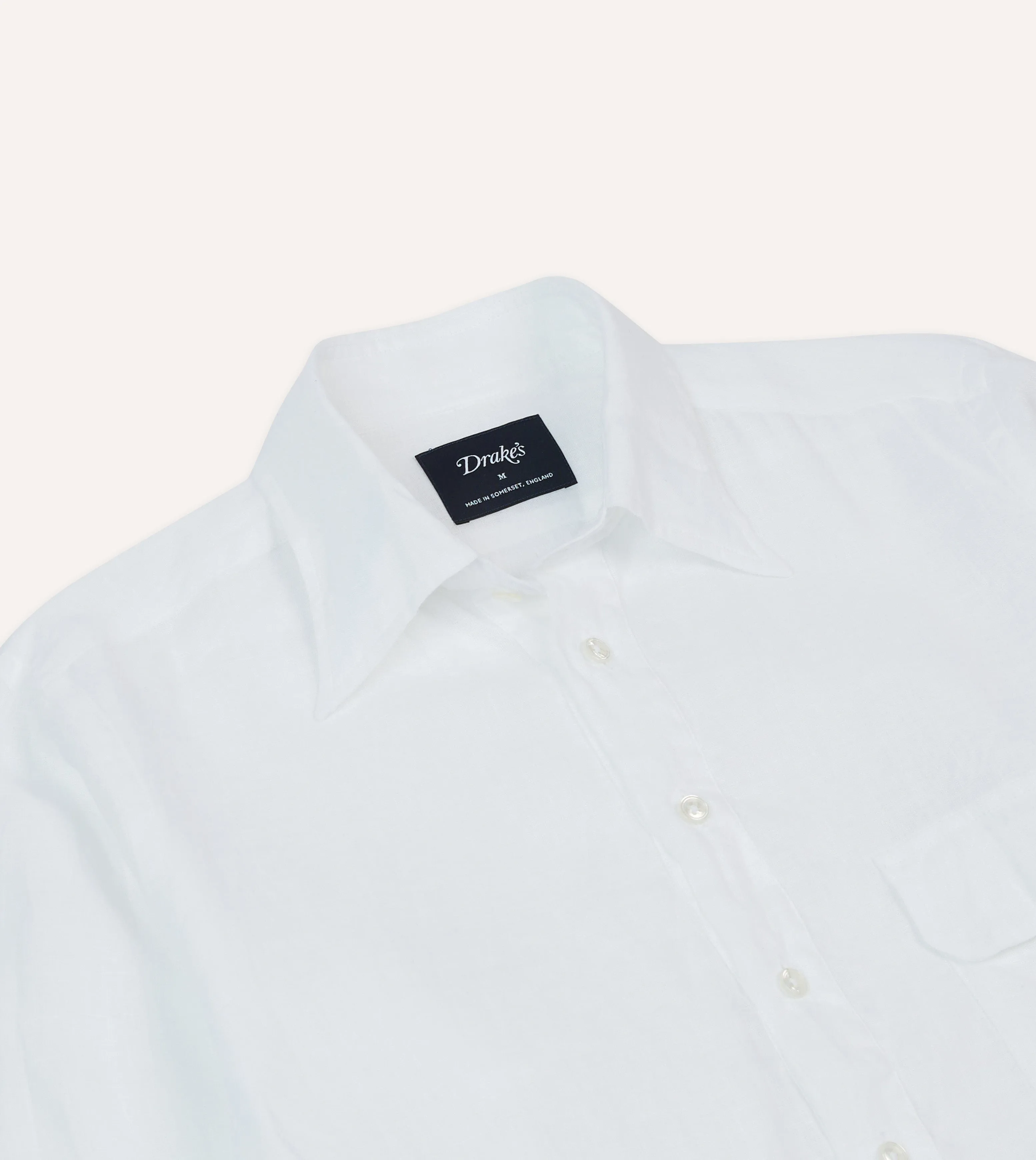 Urban Fit White Linen Long Point Collar Popover Shirt