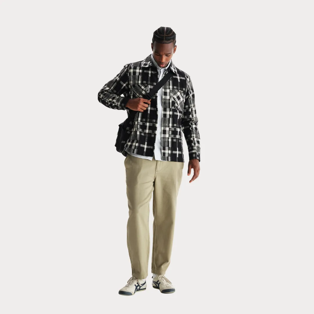 Durable Zipper Whiting Overshirt Glitch Check (Black   Ecru)