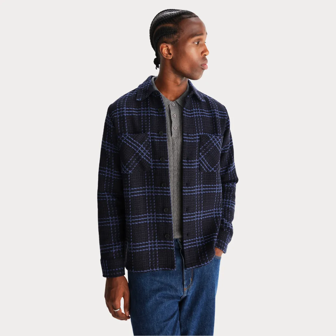 Whiting Overshirt Skate Check (Navy   Blue) retro look