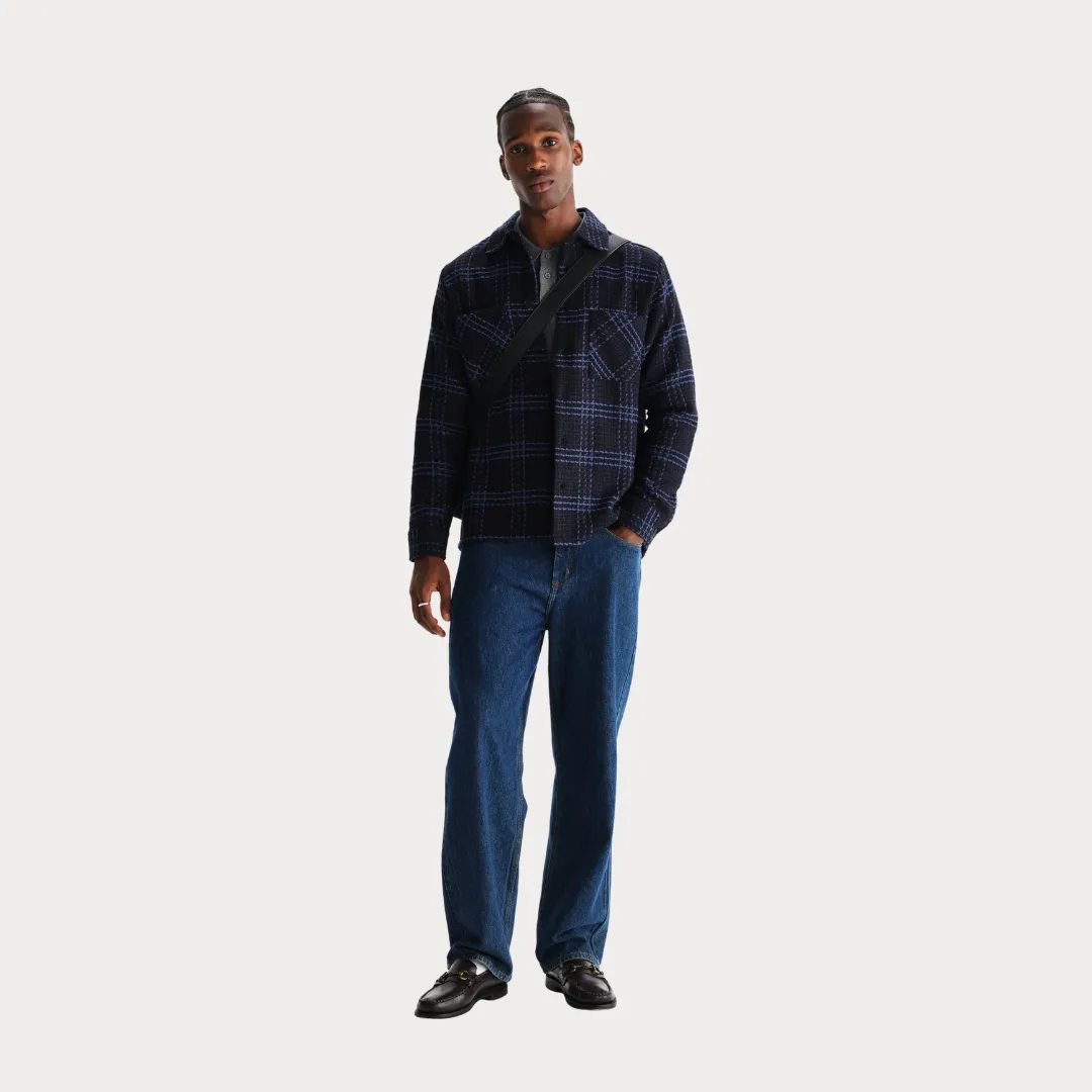 Whiting Overshirt Skate Check (Navy   Blue) HybridLayerCompatibility