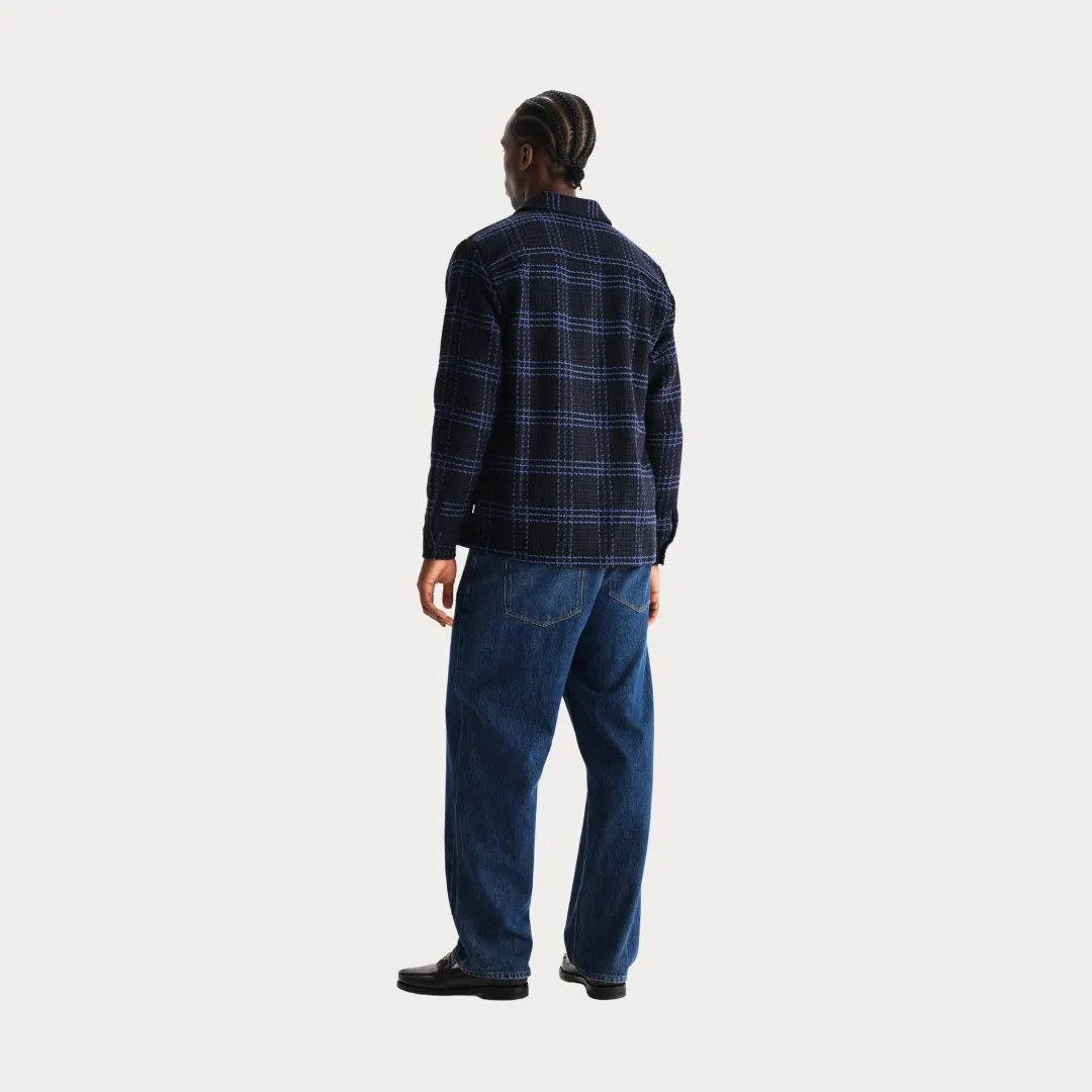 Whiting Overshirt Skate Check (Navy   Blue) Regular Fit Cut
