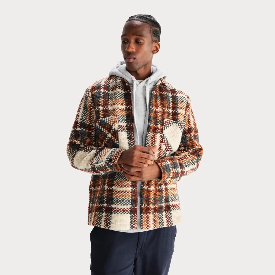 Long Length Whiting Overshirt Wool Blend Bobble (Ecru   Multi)
