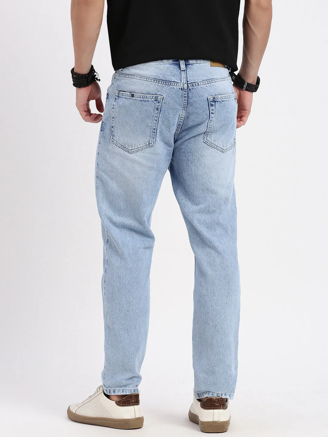 Versatile Everyday Wear Men's Regular Fit Cropped Blue Jeans
