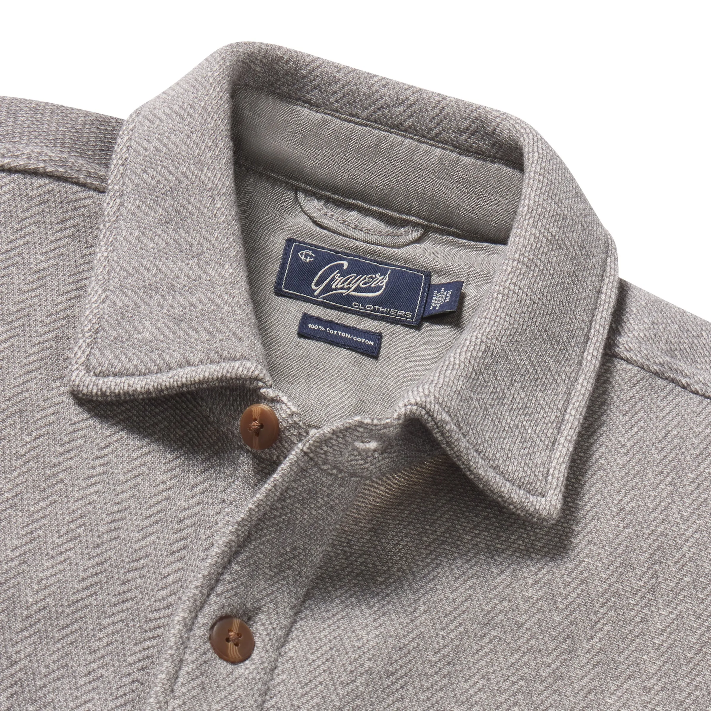 Jojo Herringbone Shirt Jacket - Light Gray Flexible Knit