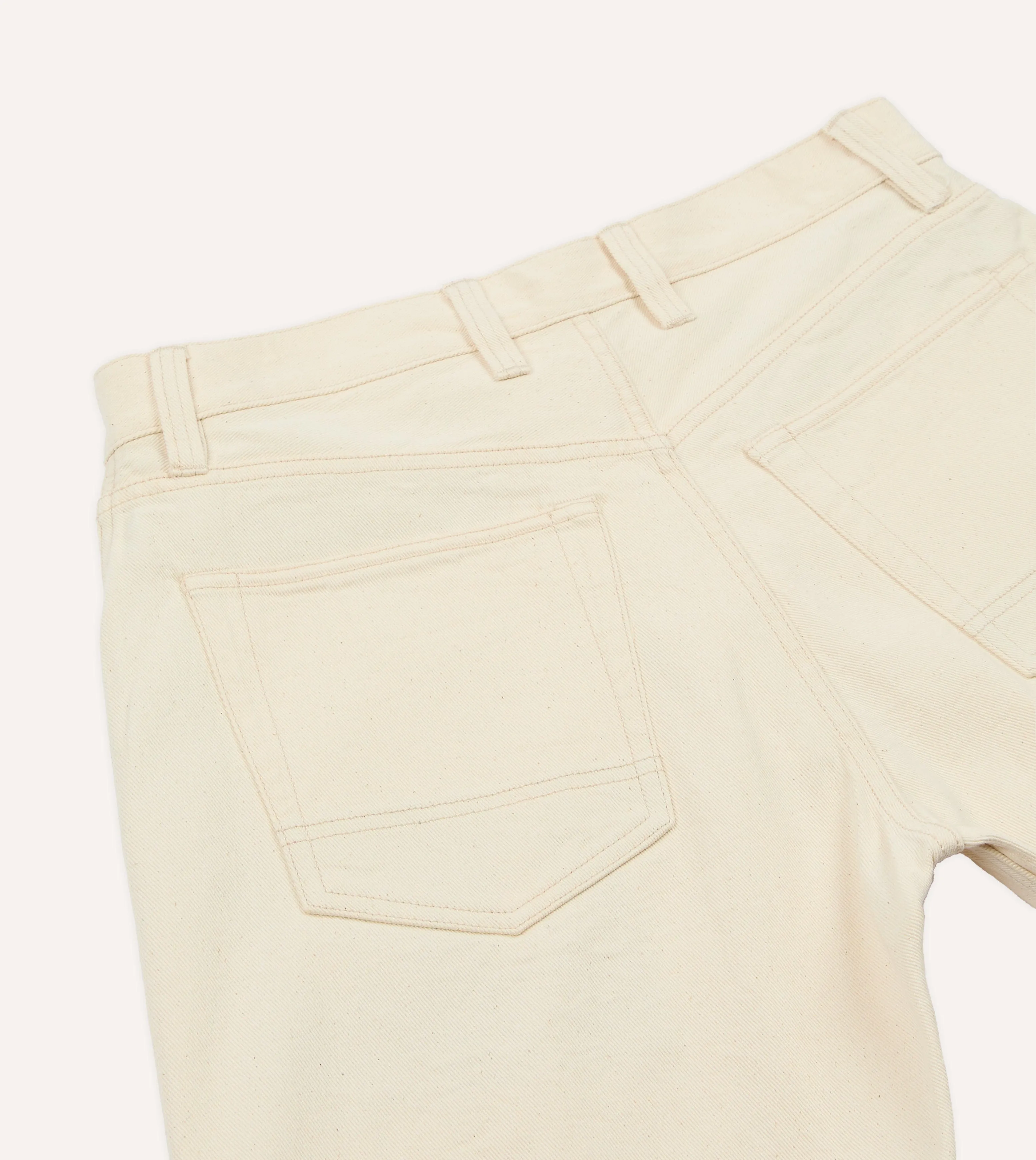 Ecru 12.7oz Selvedge Denim Five-Pocket Shorts Warm Days Stain Release Finish