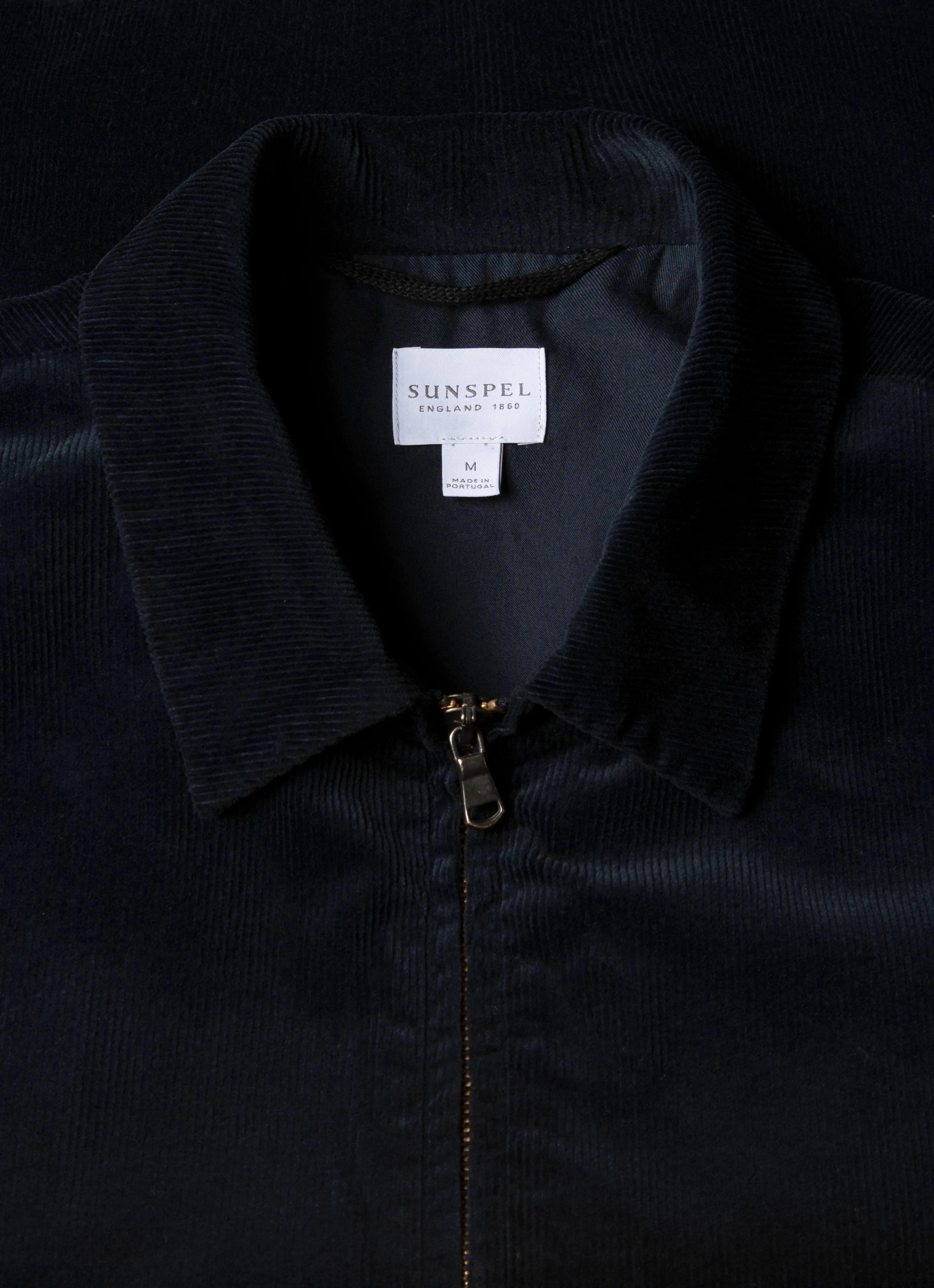 All weather DoubleLayered Collar Men's Corduroy Harrington Jacket in Navy