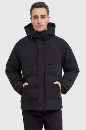 Quick Release Buckle Mechanism Full Length Zipper Closure Winter Hood Ribbed Cuff Down Jacket