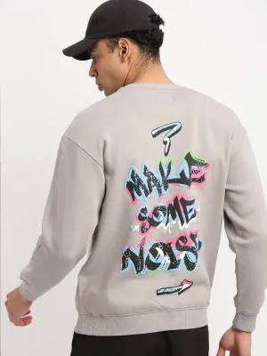 product abstract mystery Men's Grey Graphic Round Neck Pullover