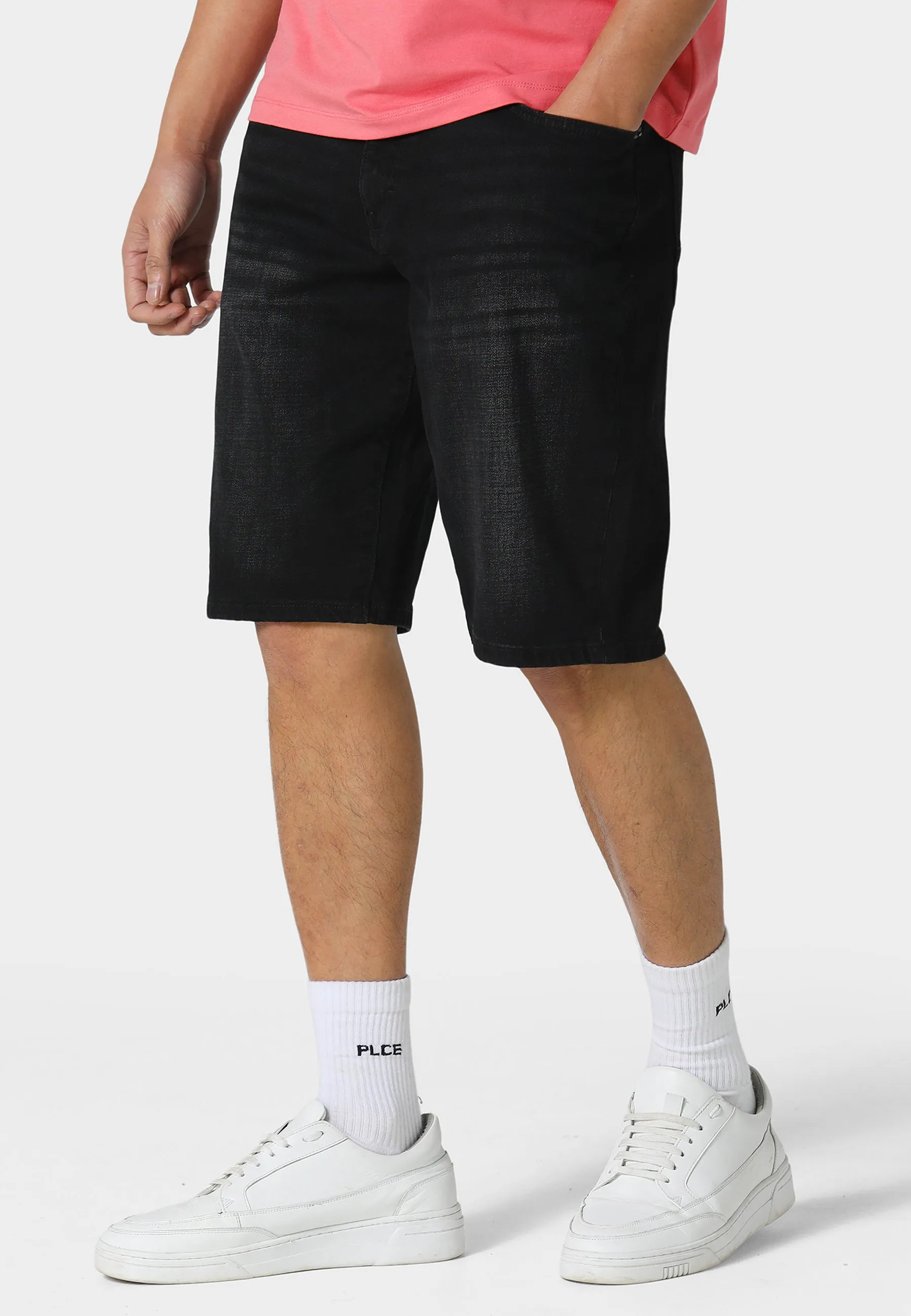 Light Weight Quick Evaporation Fabric Wolf Black Wash Denim Shorts