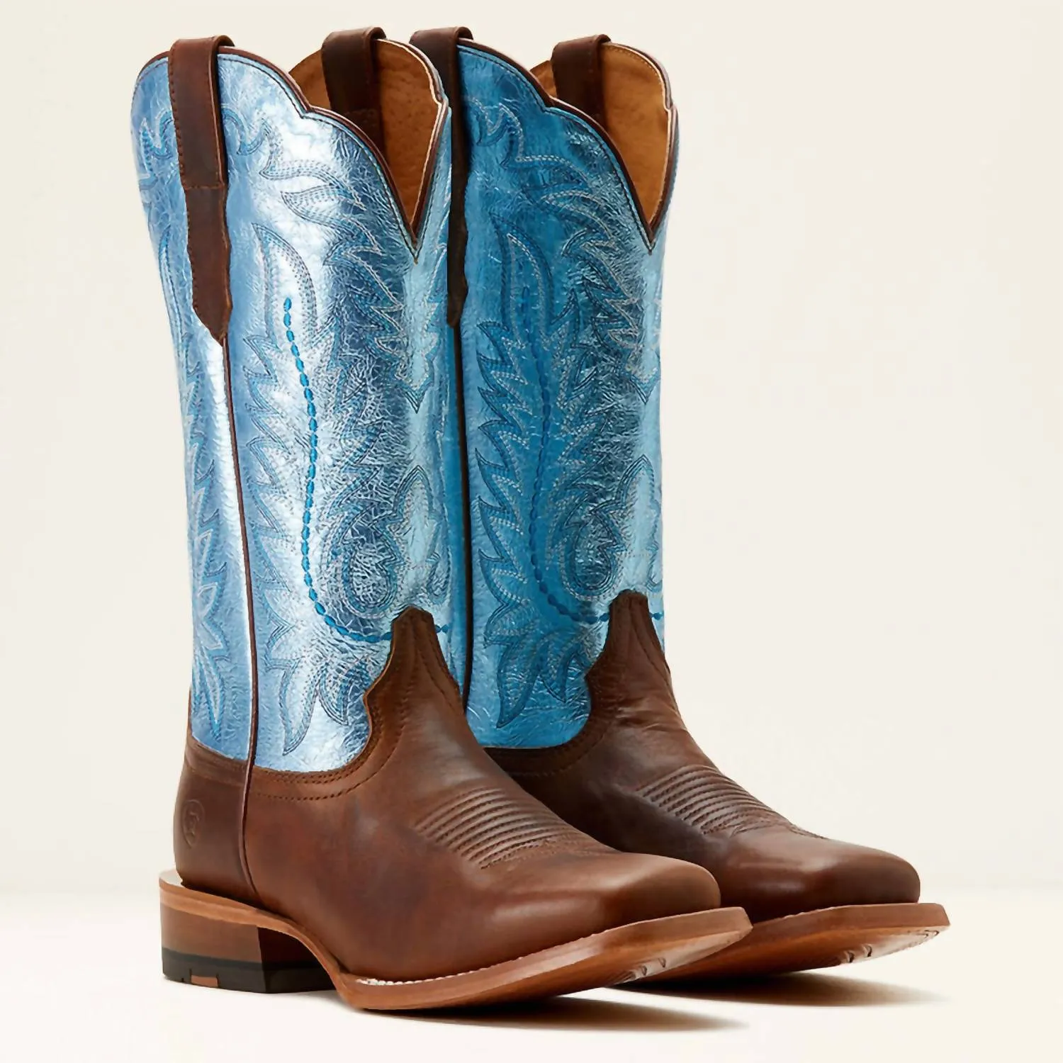 Women's Frontier Tilly Western Boot In Tan/blue Reliable Base Formal Meeting
