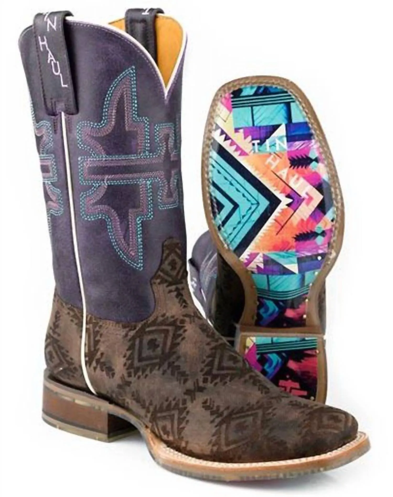 Women's Purple Shaft Boot In Brown/purple Neutral Style