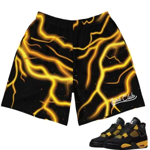 Retro 4 Thunder Lightning Bolt Shorts High-End Option